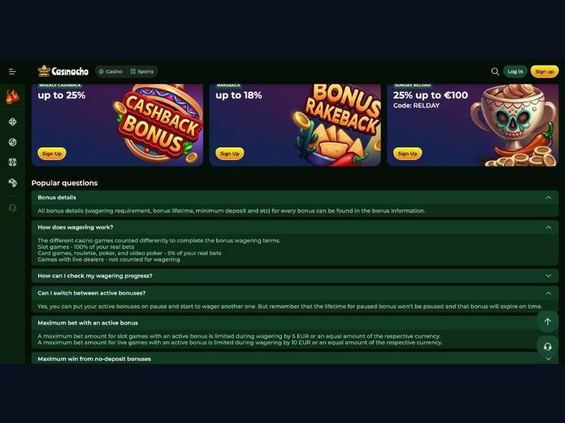 Boni Casinacho Casino (Nacho Casino): Cashback als Bankroll-Puffer, Willkommenspaket und Jackpot-Strategie für deutsche Spieler
